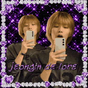 a picture of a girl taking a selfie with the name jeongin dalons on the bottom