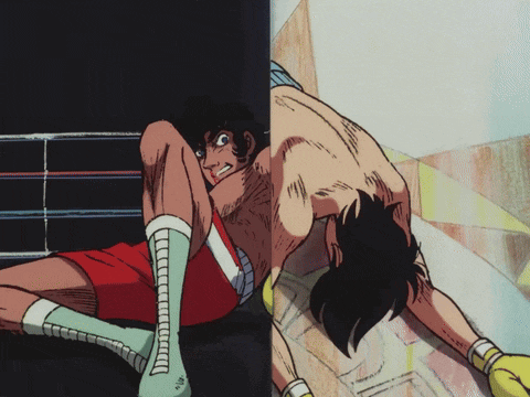 a cartoon of a boxer laying on the ground