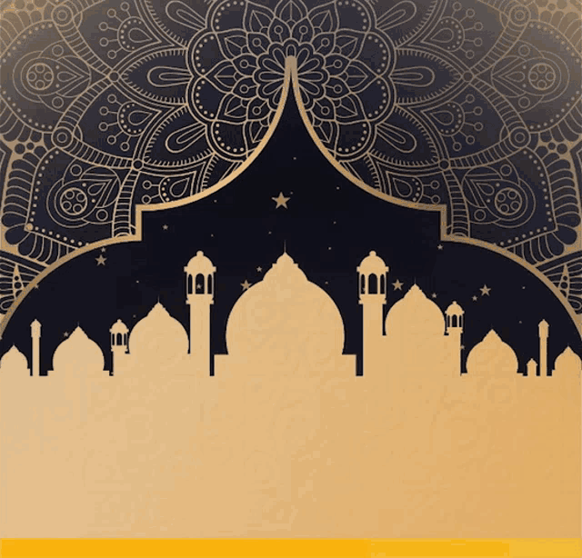 a silhouette of a mosque with a star in the middle