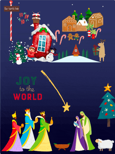a christmas poster with the words joy to the world