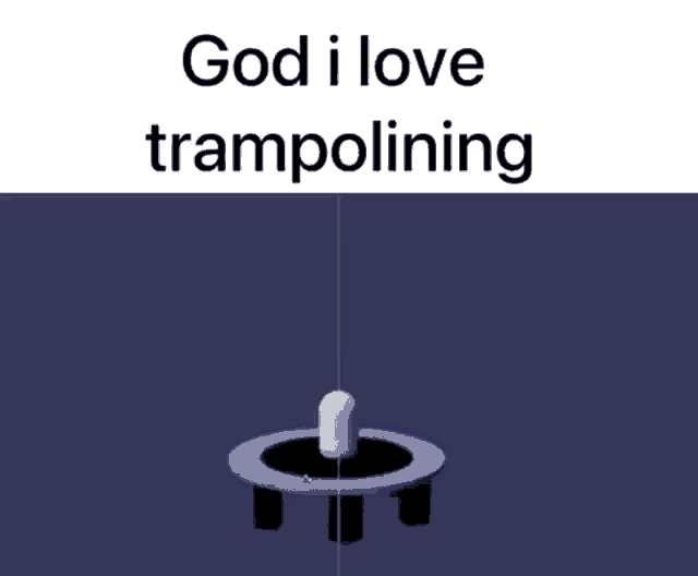 a trampoline with the words god i love trampolining written on it