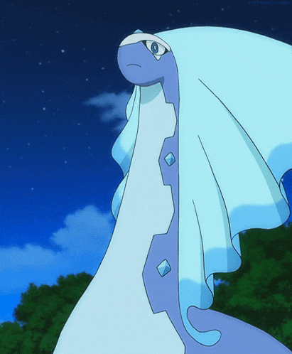 a blue pokemon with a white stripe on its tail
