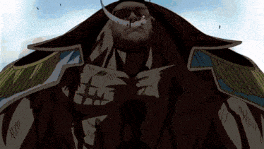 a cartoon drawing of a man with a beard and a sword in his mouth