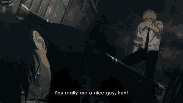 a man in a suit and tie is screaming because when i fight a dude