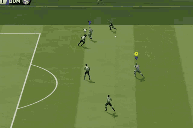 a soccer game is underway with a score of 1 to 0