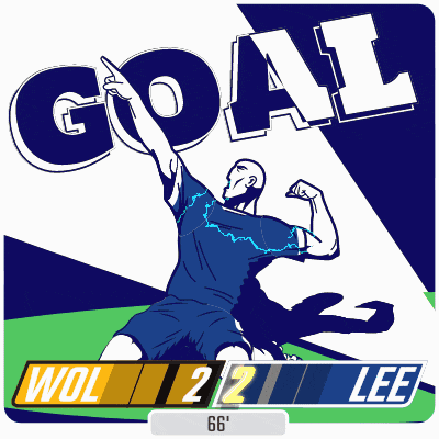 a cartoon of a soccer player celebrating a goal by wol 2 2 lee
