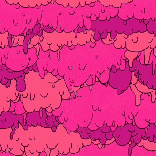 a seamless pattern of pink and purple clouds with a black outline