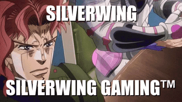 a picture of a man with red hair and the words silverwing gaming tm below him