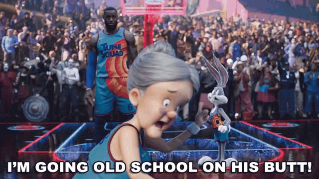 Im Going Old School On His Butt Granny GIF - Im Going Old School On His Butt Granny Space Jam GIFs