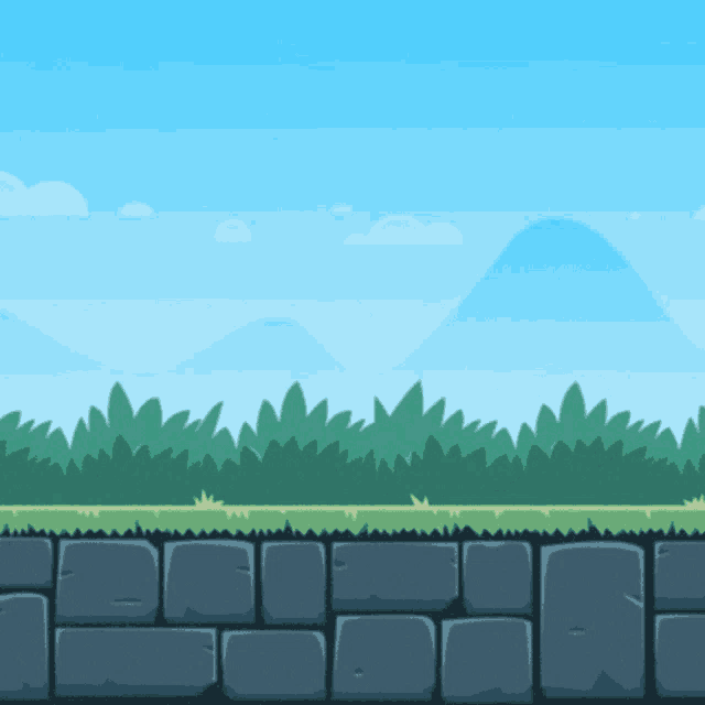 a cartoon illustration of a landscape with mountains in the background