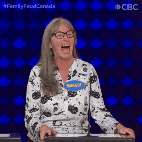 a woman with a name tag that says margoy