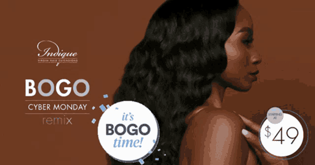 a woman 's hair is being advertised for $ 49