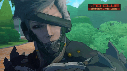 a video game screen shows a character with the words no club on it