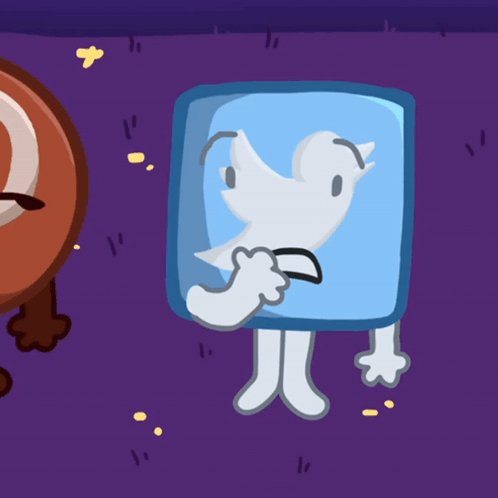 a cartoon character with a twitter logo on its face
