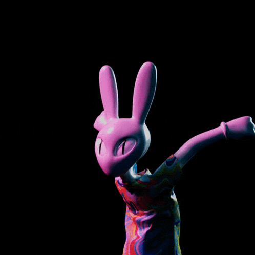 a cartoon character with bunny ears holding a ball