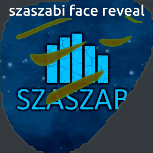 a logo for szasabi face reveal with a blue background