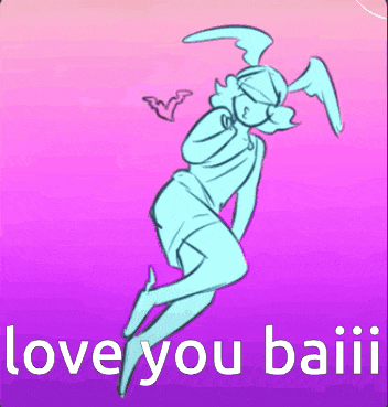 a drawing of an angel with the words love you baiii