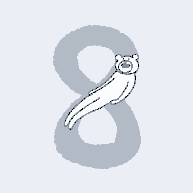 a drawing of an otter with the number eight behind it