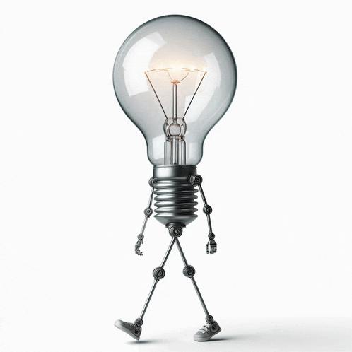 a light bulb with arms and legs walking