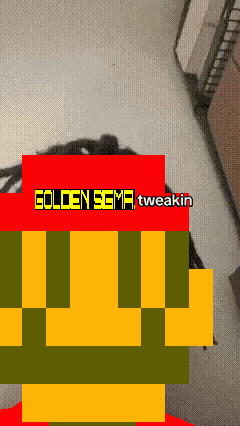a pixelated image of a person with the words golden sigma tweakin on the bottom