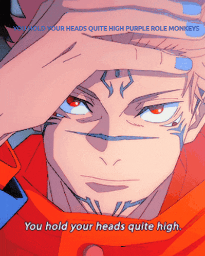 a cartoon of a man holding his head with the words " you hold your heads quite high "