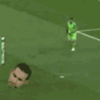 a soccer player in a green jersey and shorts is running on a field .