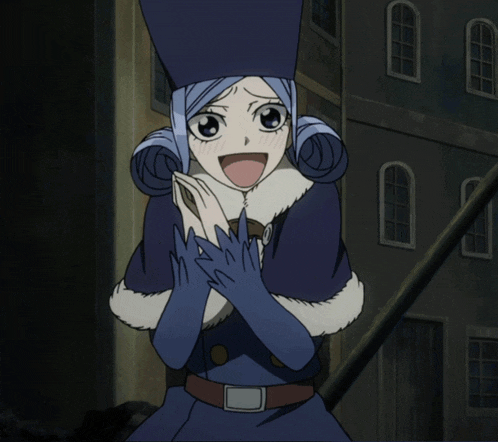 a cartoon character with blue hair is laughing