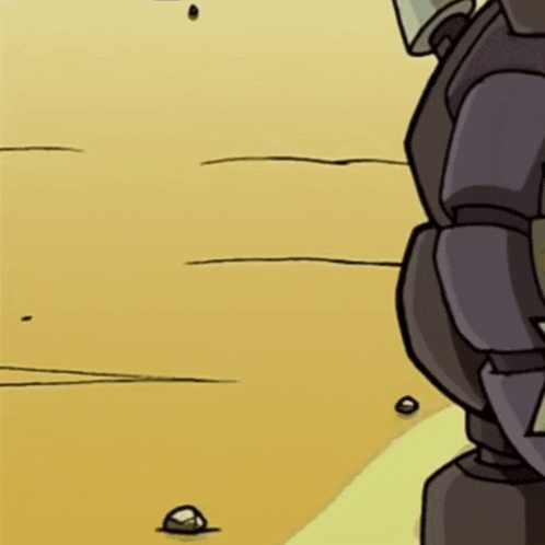 a cartoon character with a green head is standing next to another character