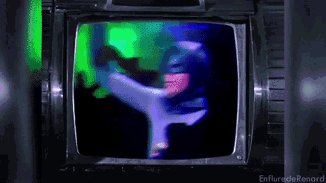 a tv screen shows a man in a batman suit and the words enflurede renard below it