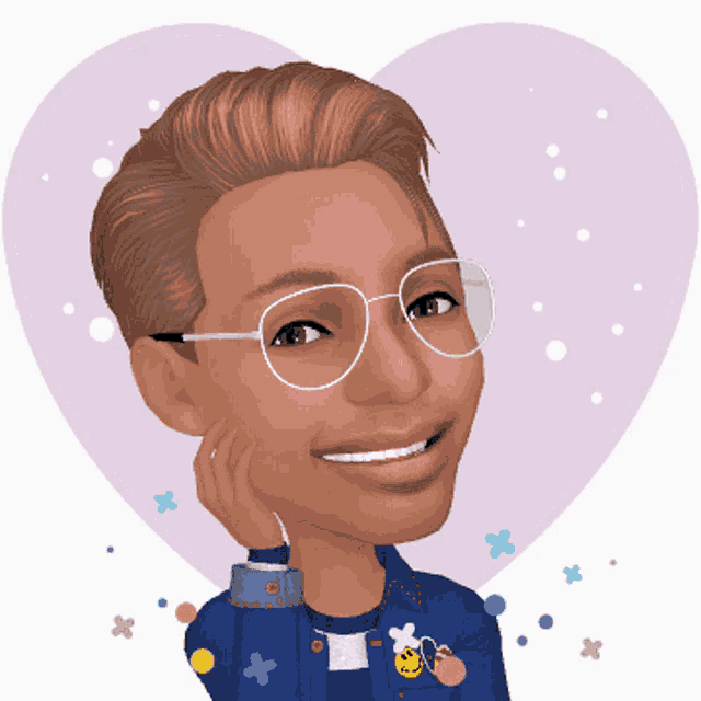 a cartoon drawing of a man wearing glasses