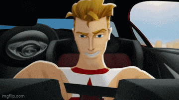 a cartoon of a man driving a car with imgflip.com on the bottom right