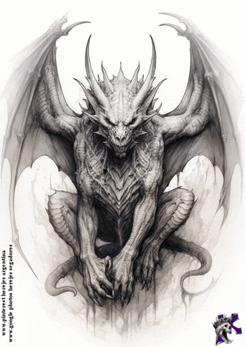 a black and white drawing of a dragon with the website www.pinterest.com at the bottom right
