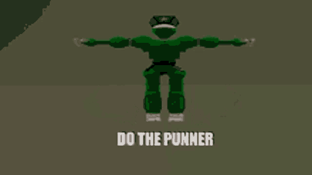a green cartoon character is laying on the ground with the words do the punner written below him