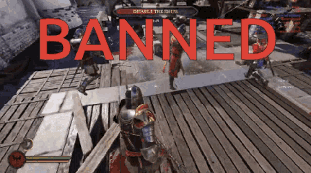 a video game with the word banned on the screen