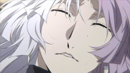 a close up of a person 's face with purple hair
