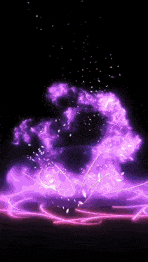 a purple explosion with petals falling from the sky