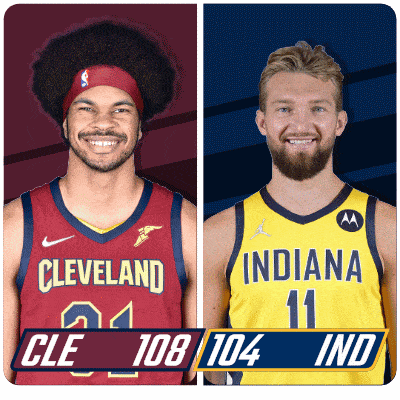 two basketball players from cleveland and indiana are standing next to each other