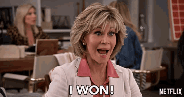 I Won Jane Fonda GIF - I Won Jane Fonda Grace Hanson GIFs