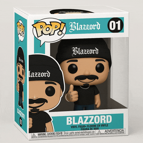 a funko pop figure of blazzard in a blue box