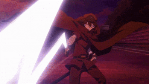 a person in a red cape is holding a lightning bolt