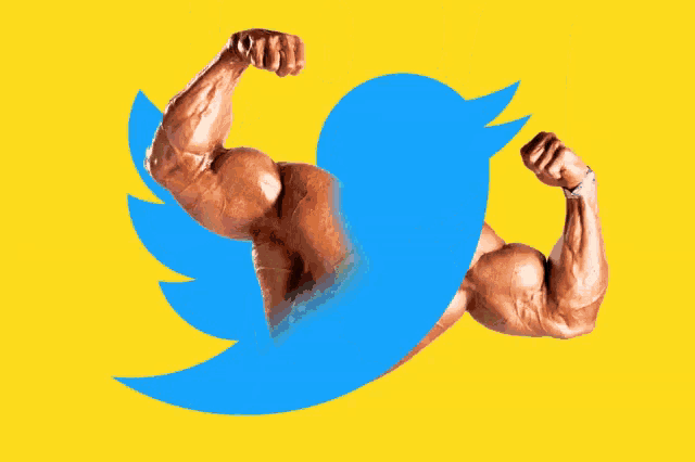 a twitter logo with a man wearing sunglasses and a medal that says " bring it "