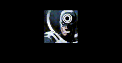 a close up of a man wearing a mask with a target on his face .