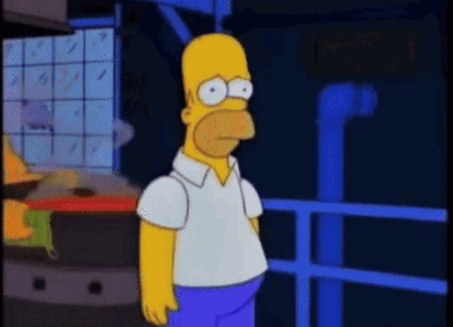 homer simpson from the simpsons is standing on a balcony looking at something