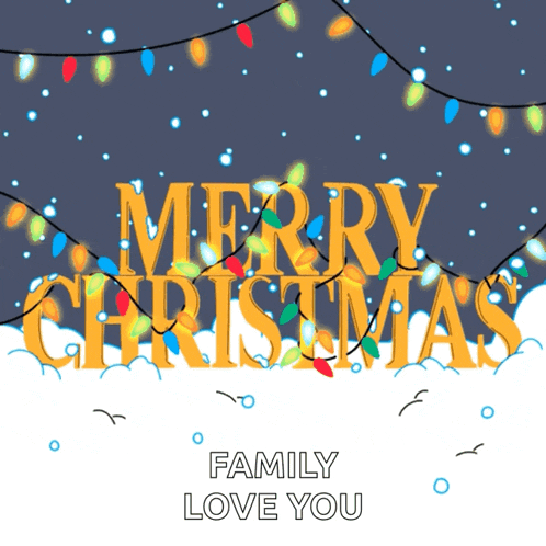 a merry christmas sign with christmas lights hanging from it