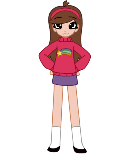 a cartoon girl wearing a pink sweater with a star on it