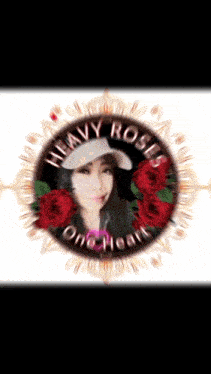 a heavy roses logo with a woman in a hat