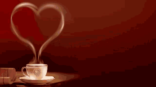 a cup of coffee with a heart shaped smoke coming out of it and the words winner on the bottom