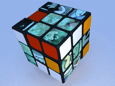 a rubik 's cube with a picture of a fish on it