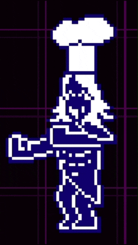 a pixel art of a person with a chef 's hat on their head