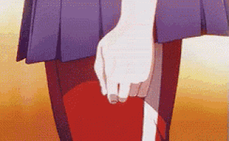 a girl in a purple skirt is holding another girl 's hand